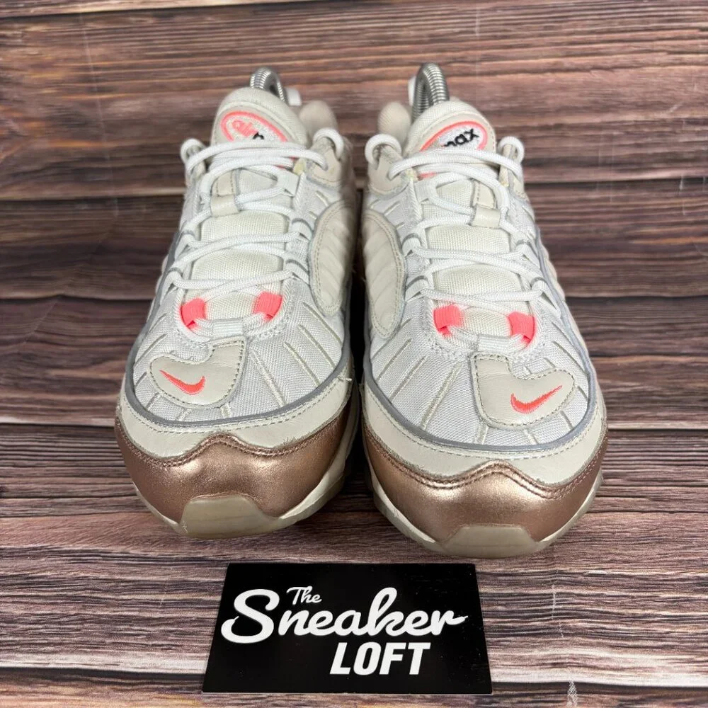 Nike Women's Air Max 98‎ White Brown Athletic Lace Up Shoes Size 7.5